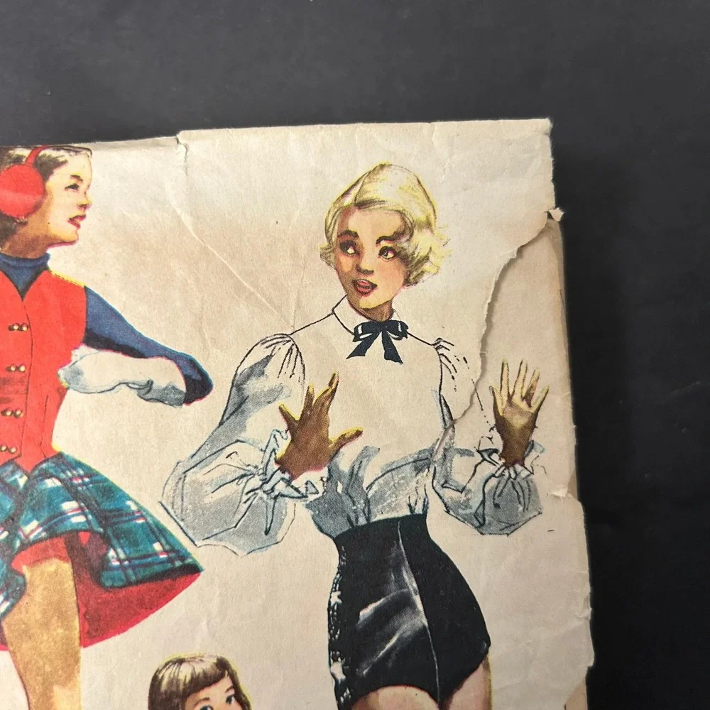 Vintage 50's Simplicity 4035 Sewing Pattern Girls 12 Dance Skirt Blouse Vest